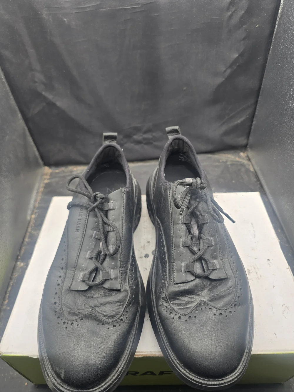 Cole Haan Black Leather Wingtip Oxfords